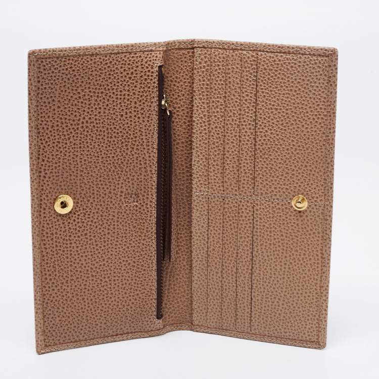 Pre Owned CH Carolina Herrera Beige Leather Flap Bifold Continental Wallet