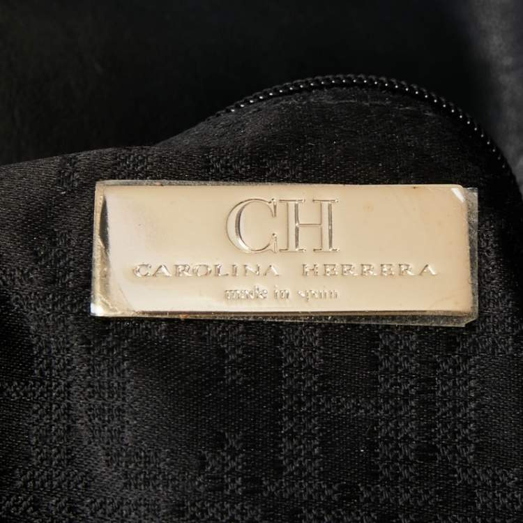 Pre Owned CH Carolina Herrera Black Leather Chain Flap Shoulder Bag