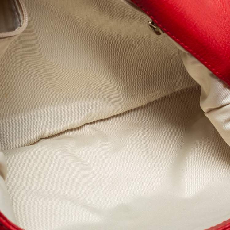 مملوكة مسبقًا CH Carolina Herrera Red Monogram Leather Audrey Shoulder Bag
