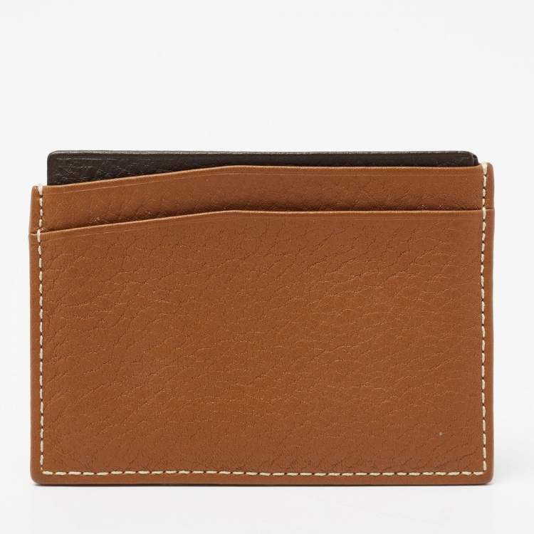Pre Owned CH Carolina Herrera Tan Monogram Embossed Leather Card Holder
