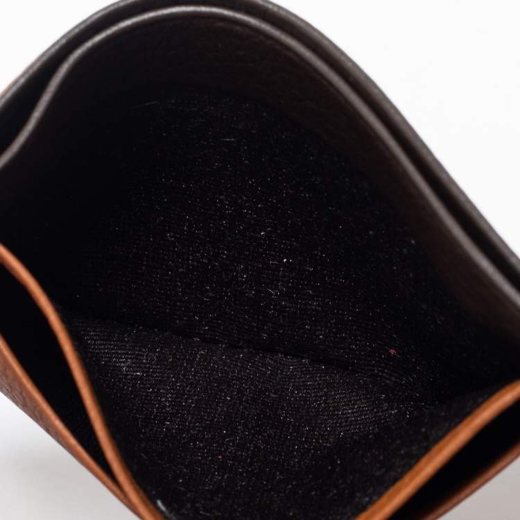 Pre Owned CH Carolina Herrera Tan Monogram Embossed Leather Card Holder