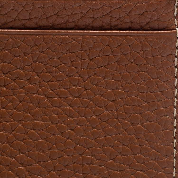 Pre Owned CH Carolina Herrera Tan Monogram Embossed Leather Card Holder