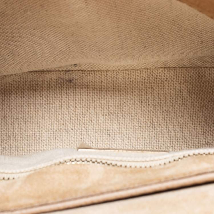 Pre Owned CH Carolina Herrera Beige Leather Flap Shoulder Bag