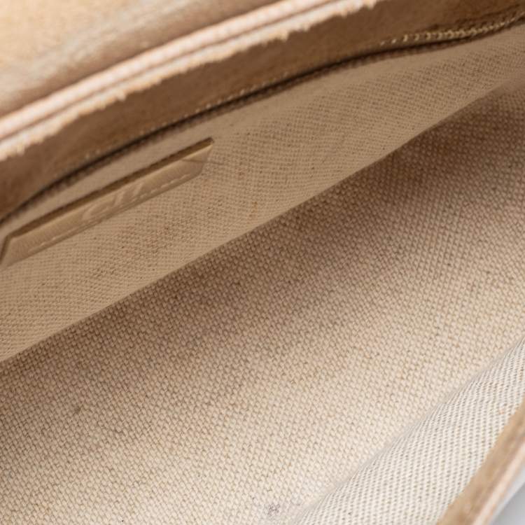 Pre Owned CH Carolina Herrera Beige Leather Flap Shoulder Bag