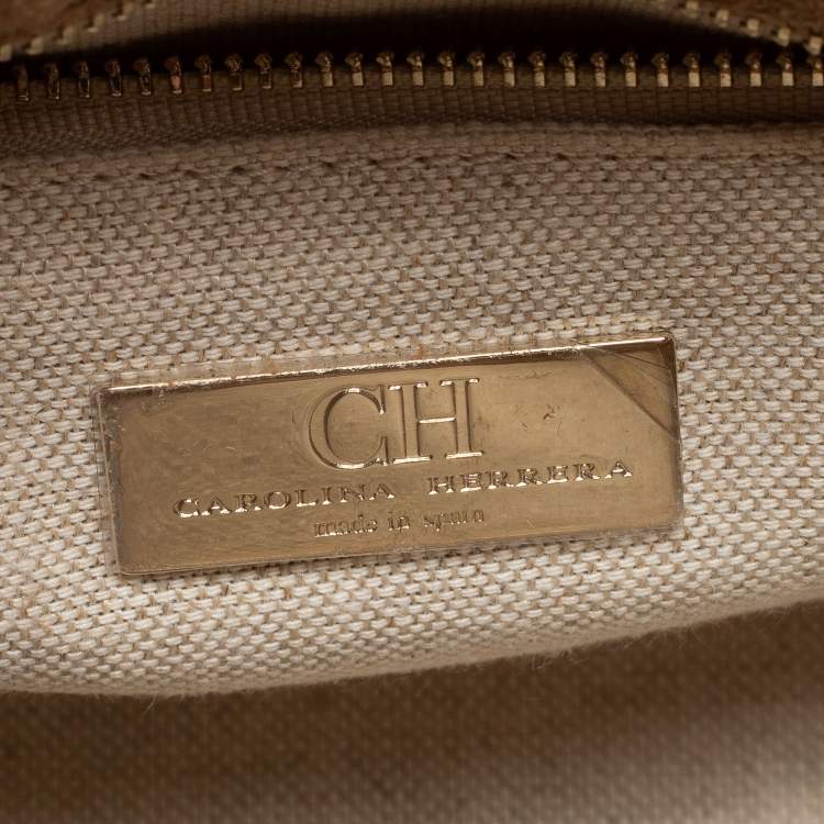 Pre Owned CH Carolina Herrera Beige Leather Flap Shoulder Bag