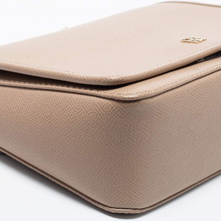 Pre Owned CH Carolina Herrera Beige Leather Flap Shoulder Bag