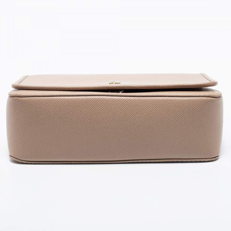 Pre Owned CH Carolina Herrera Beige Leather Flap Shoulder Bag