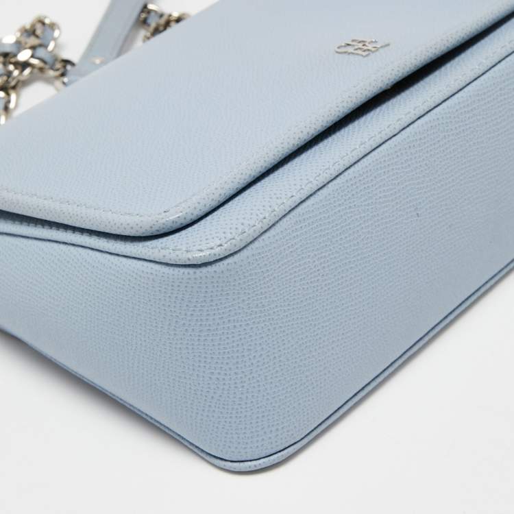 Pre Owned CH Carolina Herrera Blue Leather Flap Shoulder Bag