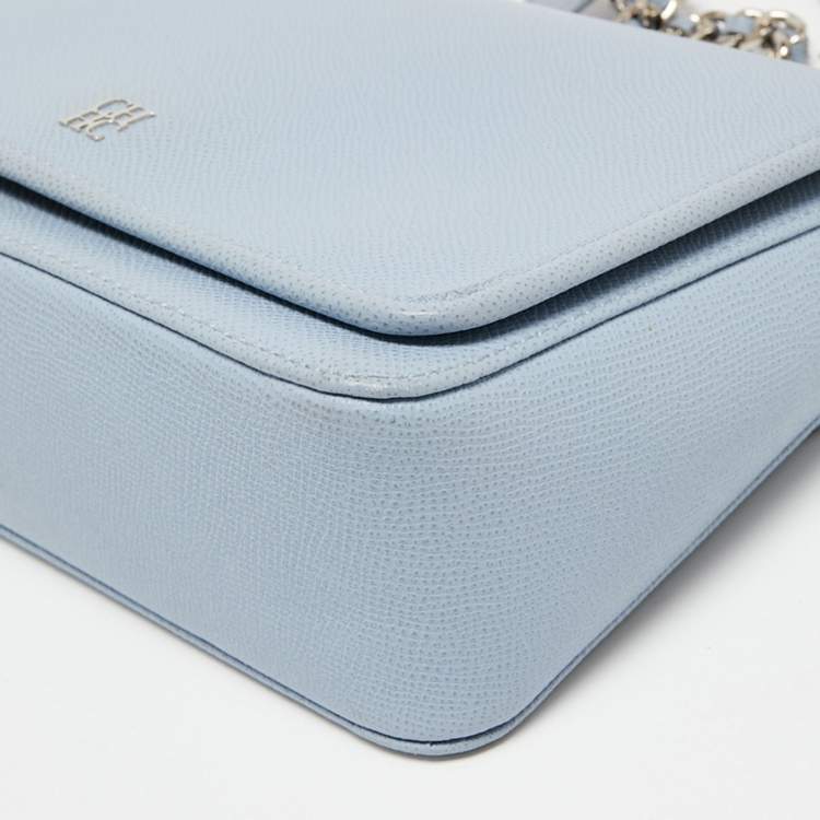 Pre Owned CH Carolina Herrera Blue Leather Flap Shoulder Bag
