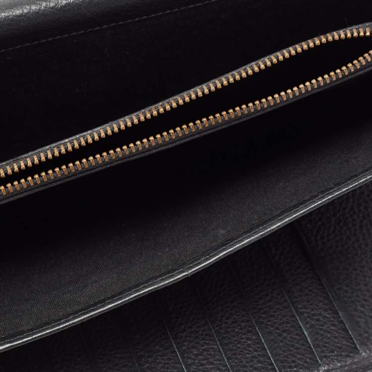 Pre Owned CH Carolina Herrera Black Monogram Embossed Leather Bow Flap Clutch