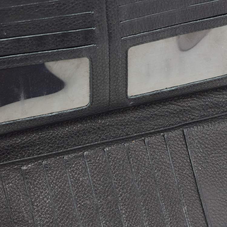 Pre Owned CH Carolina Herrera Black Monogram Embossed Leather Bow Flap Clutch