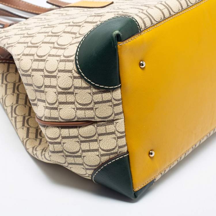 Pre Owned CH Carolina Herrera Multicolor Monogram Coated Canvas and Leather Tote