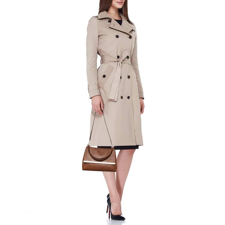 Pre Owned CH Carolina Herrera Brown Leather Flap Top Handle Bag