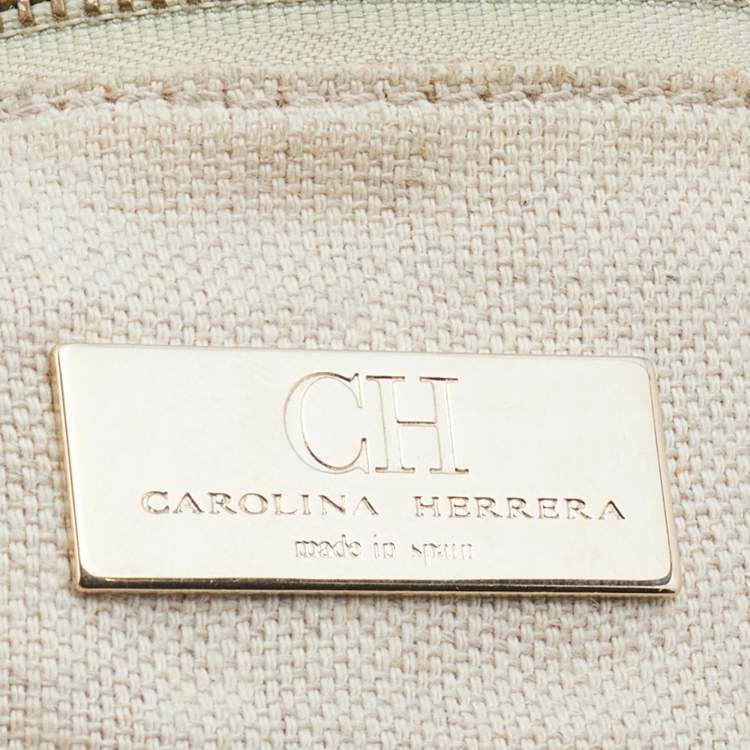 Pre Owned CH Carolina Herrera Brown Leather Flap Top Handle Bag