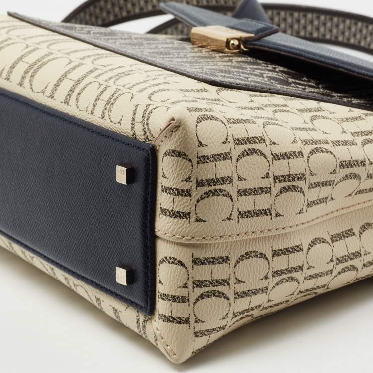 Pre Owned CH Carolina Herrera Multicolor Monogram Coated Canvas Top Handle Bag