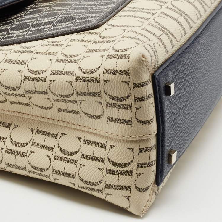 Pre Owned CH Carolina Herrera Multicolor Monogram Coated Canvas Top Handle Bag