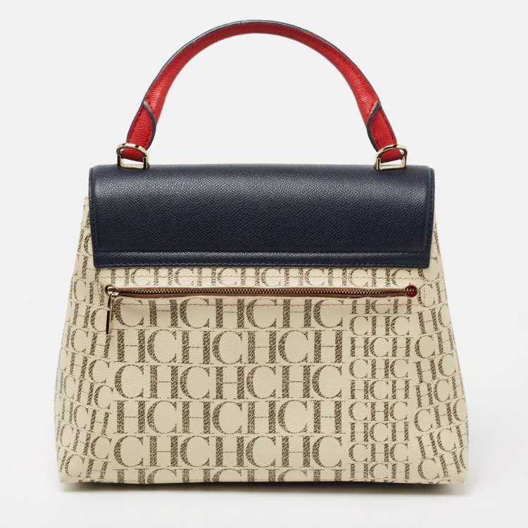 Pre Owned CH Carolina Herrera Multicolor Monogram Coated Canvas Top Handle Bag