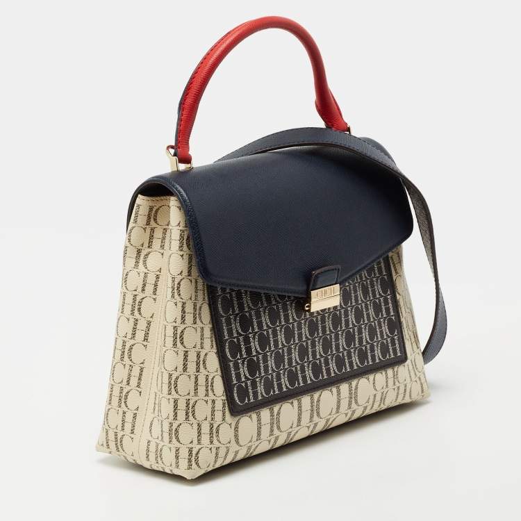 Pre Owned CH Carolina Herrera Multicolor Monogram Coated Canvas Top Handle Bag