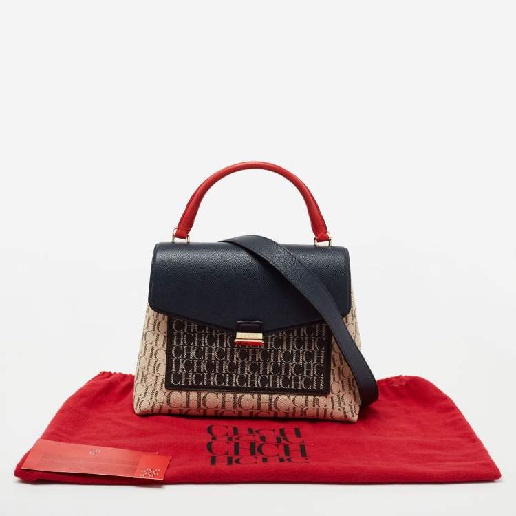 Pre Owned CH Carolina Herrera Multicolor Monogram Coated Canvas Top Handle Bag