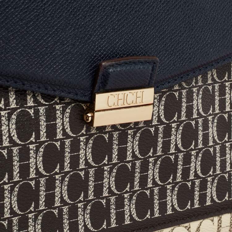 Pre Owned CH Carolina Herrera Multicolor Monogram Coated Canvas Top Handle Bag