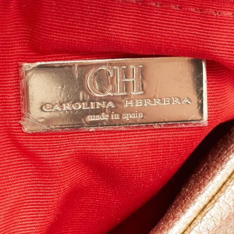 Pre Owned CH Carolina Herrera Metallic Gold Quilted Leather Flap Chain Shoulder Bag