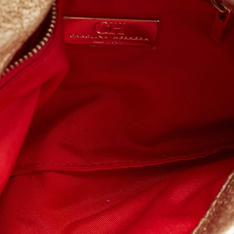 Pre Owned CH Carolina Herrera Metallic Gold Quilted Leather Flap Chain Shoulder Bag