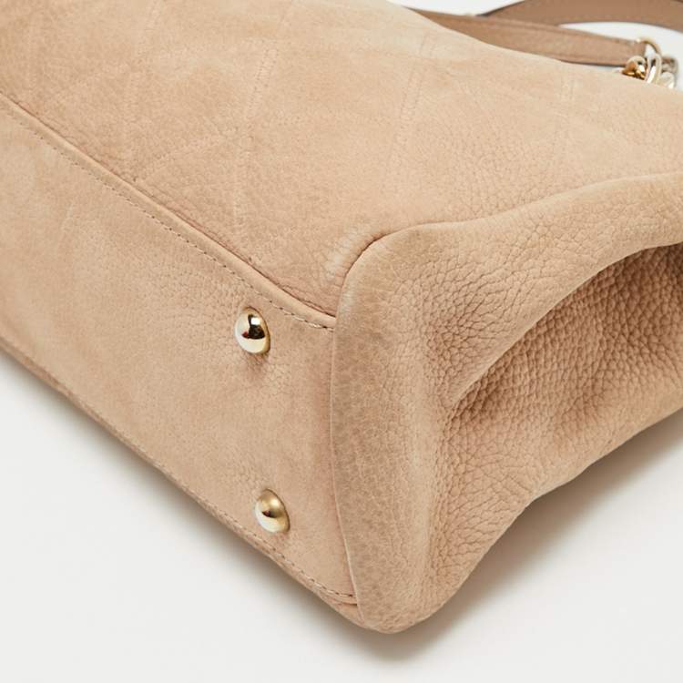 مملوكة مسبقًا CH Carolina Herrera Beige Quilted Nubuck Leather Chain Tote