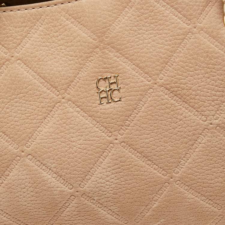 مملوكة مسبقًا CH Carolina Herrera Beige Quilted Nubuck Leather Chain Tote