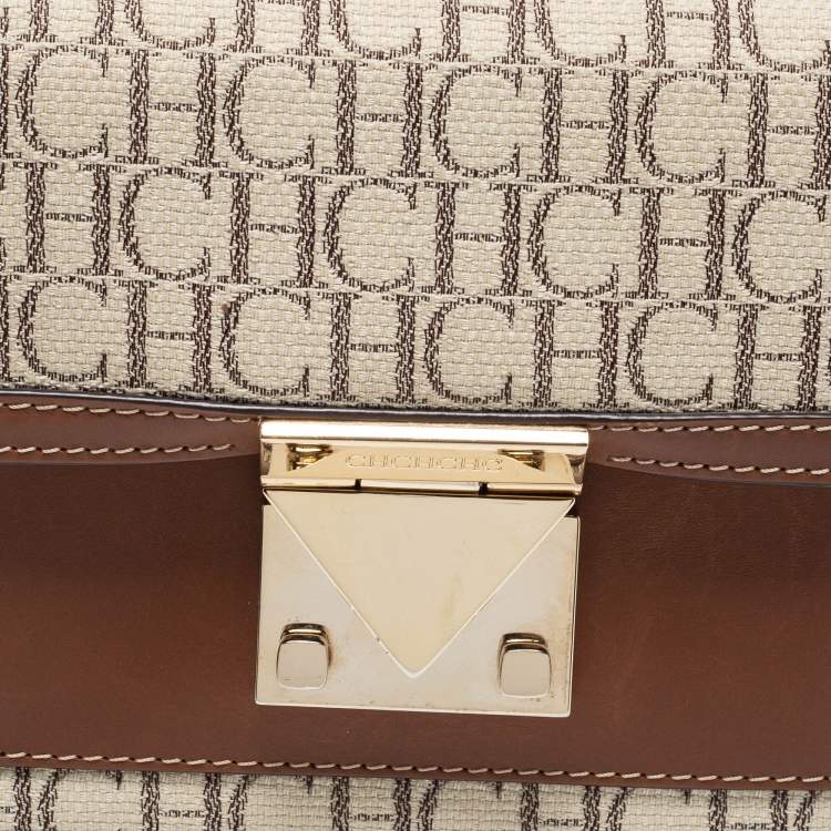 Pre Owned CH Carolina Herrera Monogram Canvas and Leather Top Handle Bag