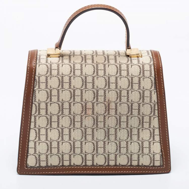 Pre Owned CH Carolina Herrera Monogram Canvas and Leather Top Handle Bag