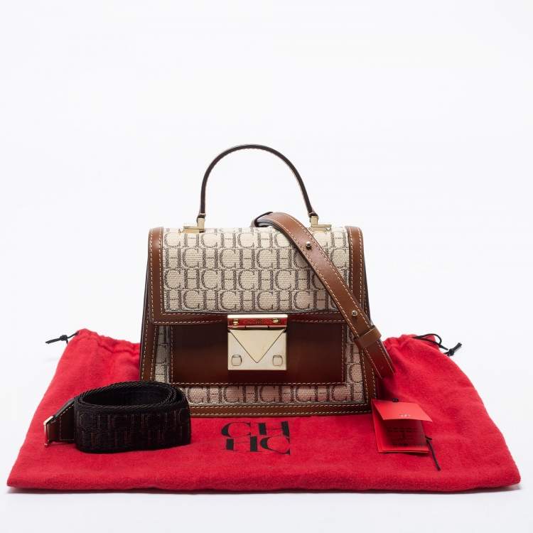Pre Owned CH Carolina Herrera Monogram Canvas and Leather Top Handle Bag