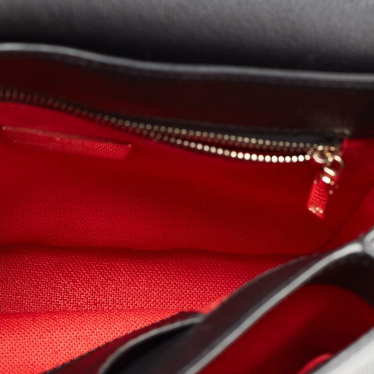 Pre Owned CH Carolina Herrera Black Leather Victoria Insignia Top Handle Bag
