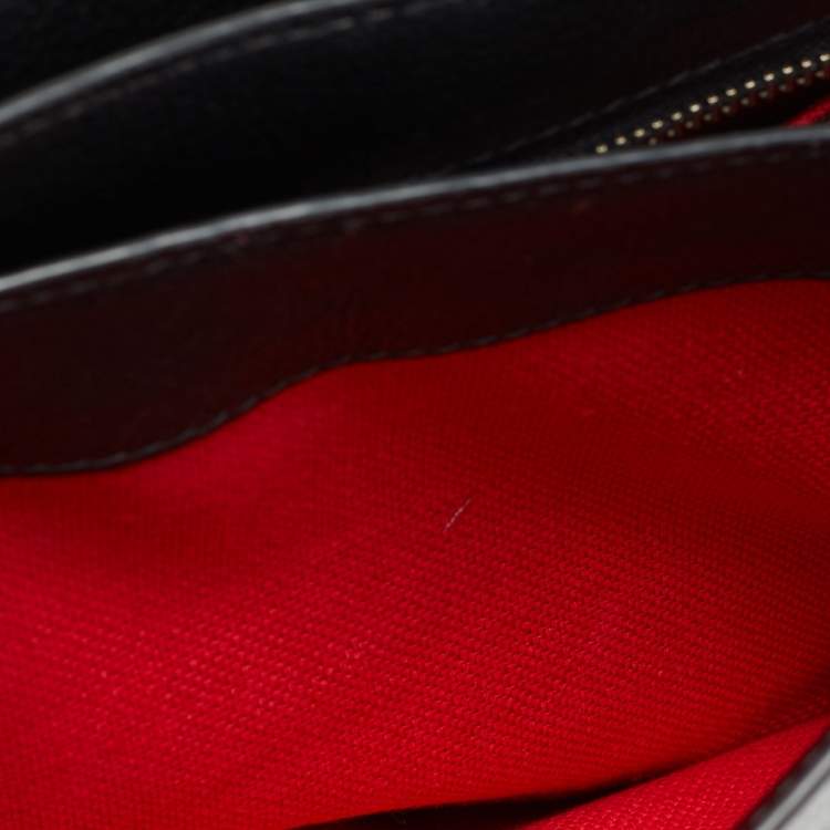 Pre Owned CH Carolina Herrera Black Leather Victoria Insignia Top Handle Bag