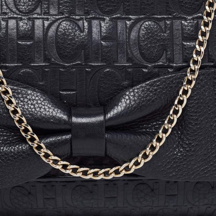 مملوكة مسبقًا CH Carolina Herrera Black Leather Audrey Shoulder Bag