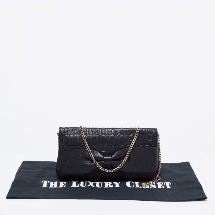 مملوكة مسبقًا CH Carolina Herrera Black Leather Audrey Shoulder Bag