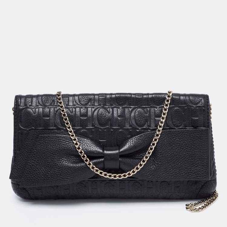 مملوكة مسبقًا CH Carolina Herrera Black Leather Audrey Shoulder Bag