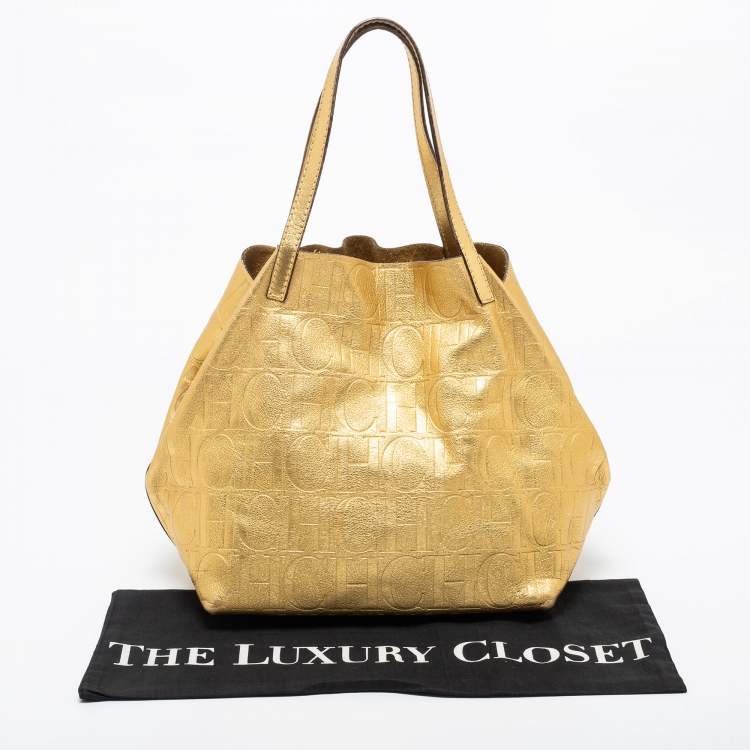 مملوكة مسبقًا CH Carolina Herrera Gold Leather Matryoshka Tote