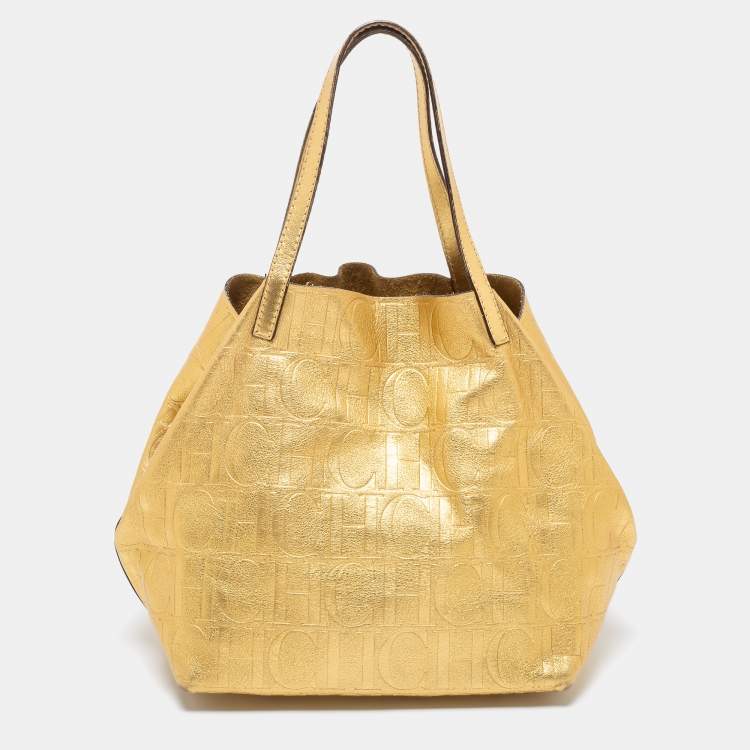 مملوكة مسبقًا CH Carolina Herrera Gold Leather Matryoshka Tote