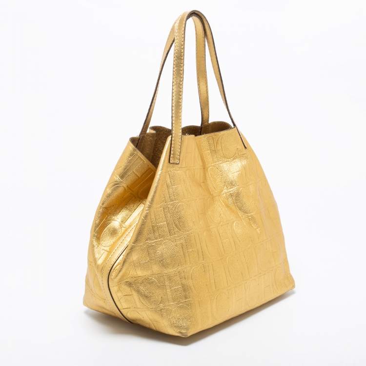 مملوكة مسبقًا CH Carolina Herrera Gold Leather Matryoshka Tote