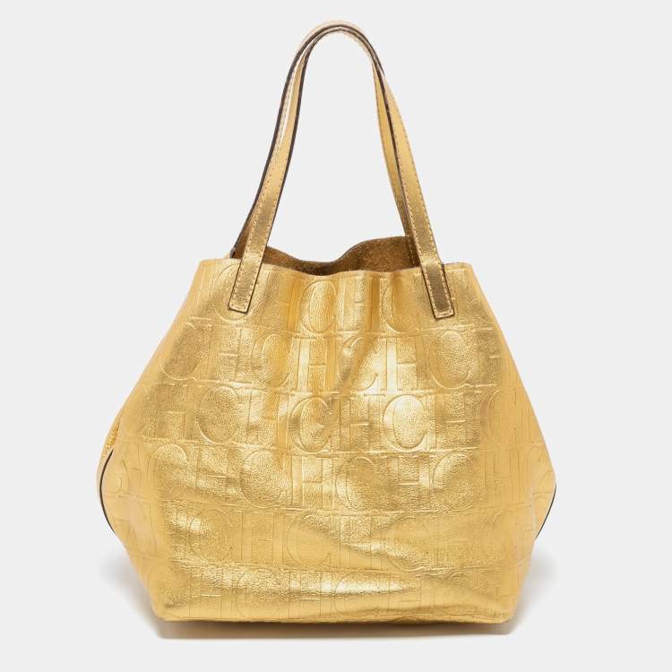مملوكة مسبقًا CH Carolina Herrera Gold Leather Matryoshka Tote