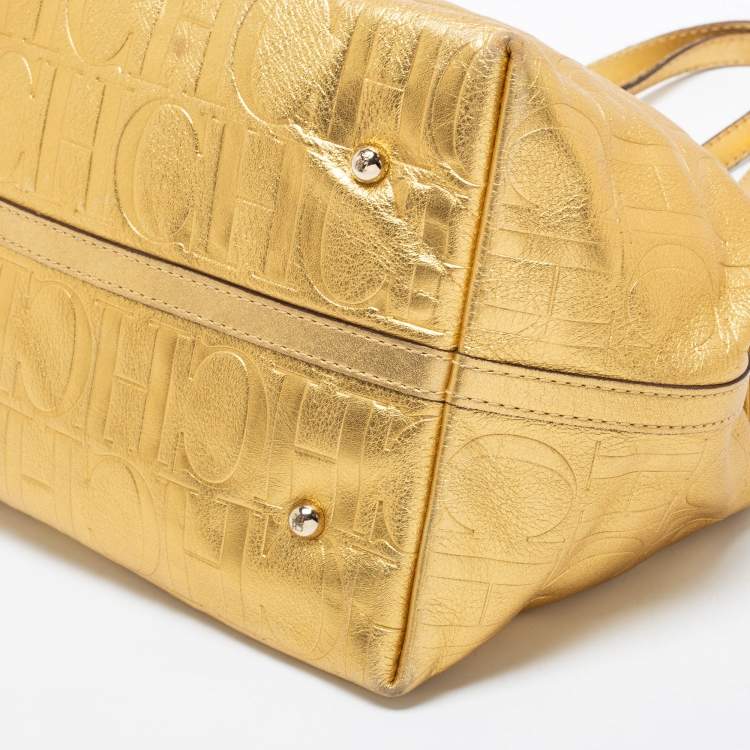مملوكة مسبقًا CH Carolina Herrera Gold Leather Matryoshka Tote