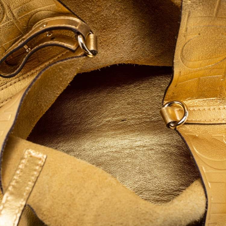 مملوكة مسبقًا CH Carolina Herrera Gold Leather Matryoshka Tote