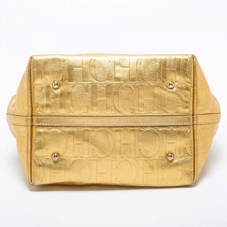 مملوكة مسبقًا CH Carolina Herrera Gold Leather Matryoshka Tote