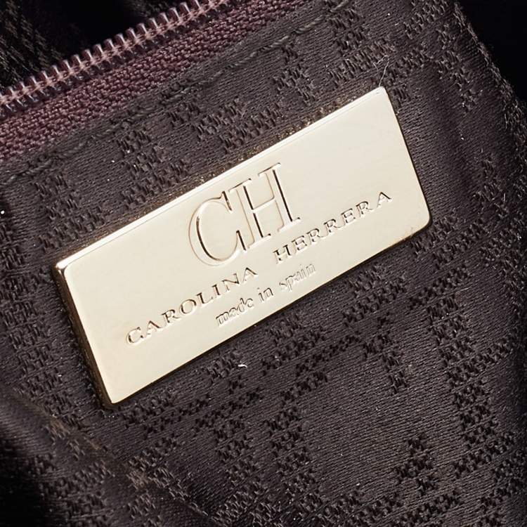 Pre Owned CH Carolina Herrera Metallic Gold Leather Chain Tassel Hobo