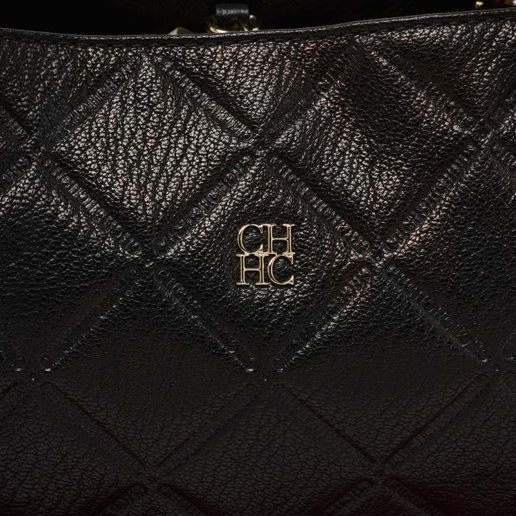 Pre Owned CH Carolina Herrera Black Quilt Leather Shoulder Bag