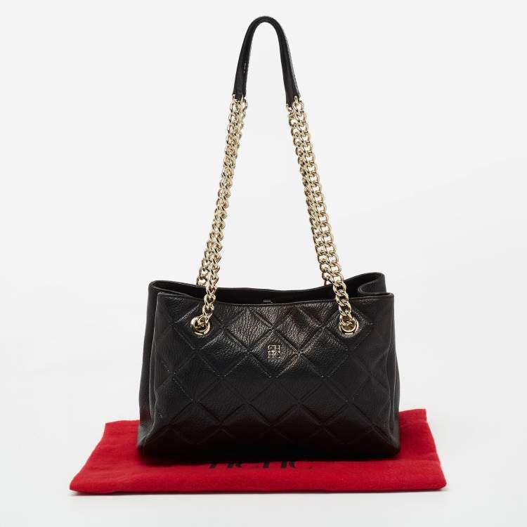 Pre Owned CH Carolina Herrera Black Quilt Leather Shoulder Bag