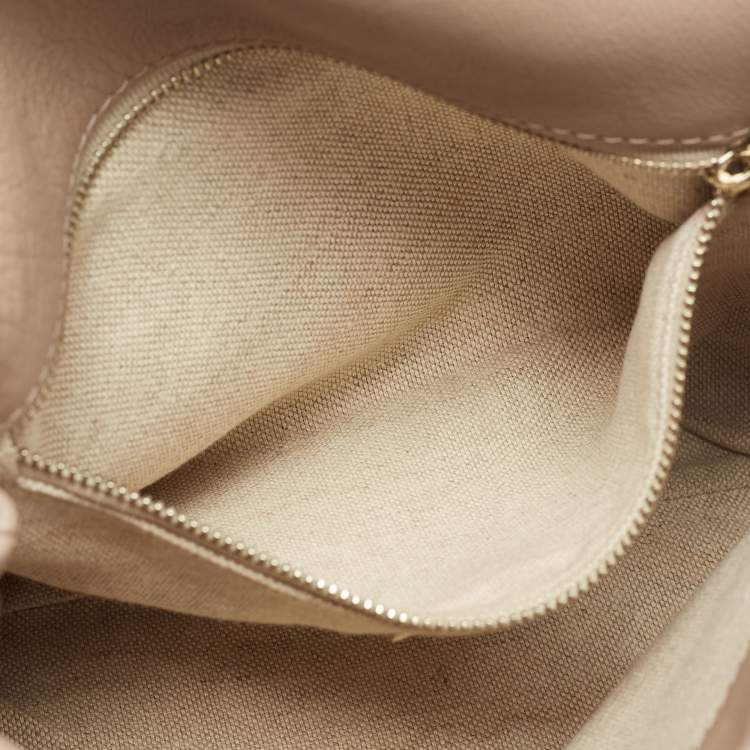 Pre Owned CH Carolina Herrera Beige Leather Top Handle Bag