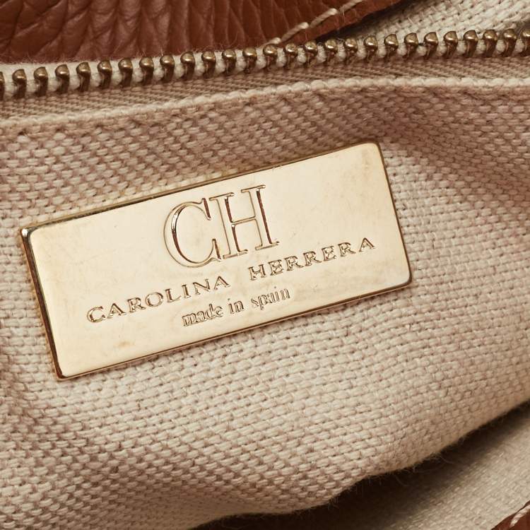 Pre Owned CH Carolina Herrera Brown Leather Flap Crossbody Bag