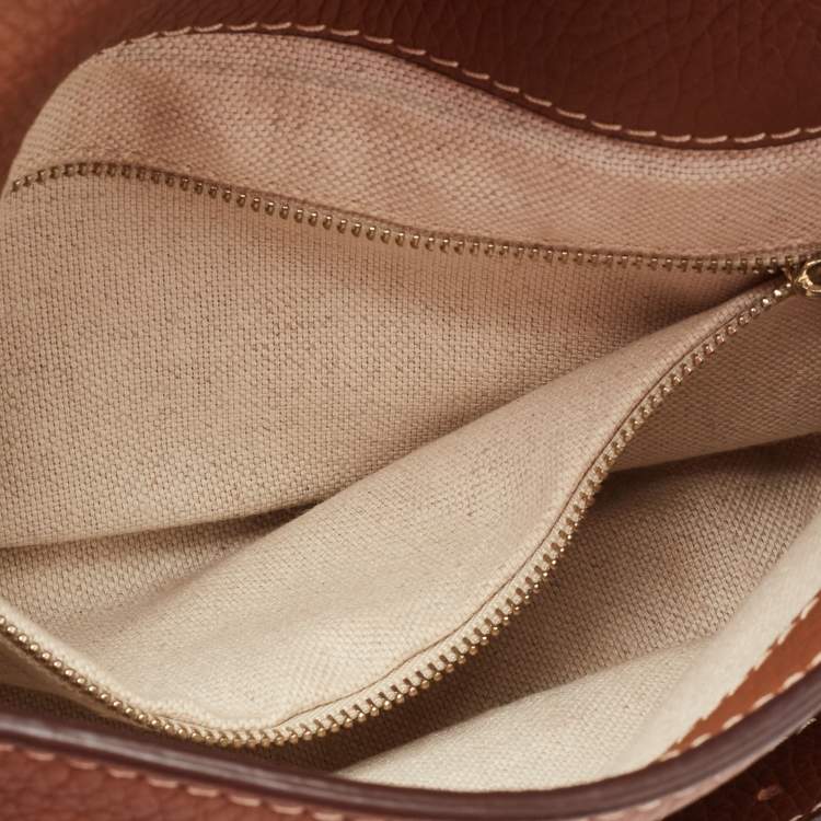 Pre Owned CH Carolina Herrera Brown Leather Flap Crossbody Bag
