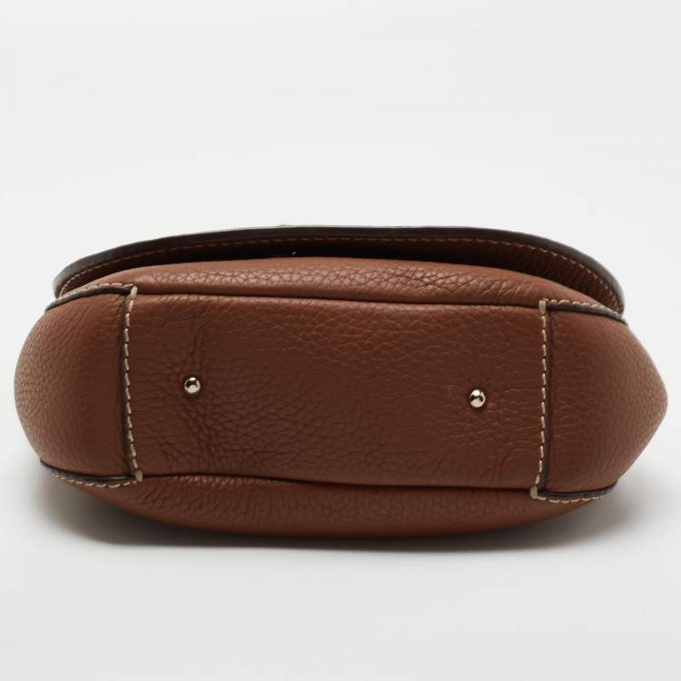 Pre Owned CH Carolina Herrera Brown Leather Flap Crossbody Bag